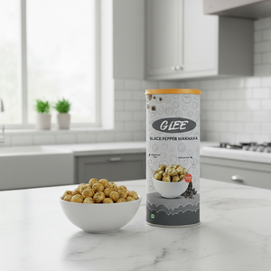 Nueces Makhana Tostadas con Sabor a Pimienta Negra Picante, Caja de 80g, Sin Gluten, Bajas en Grasa - Product Image 3