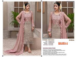 Shalwar Kameez de Estilo Islámico Pakistaní de la Mejor Calidad para Mujer con Bordado de Zorro, Vestidos de Talla Grande Hechos de Seda Georgette para Fiesta - Product Image 6