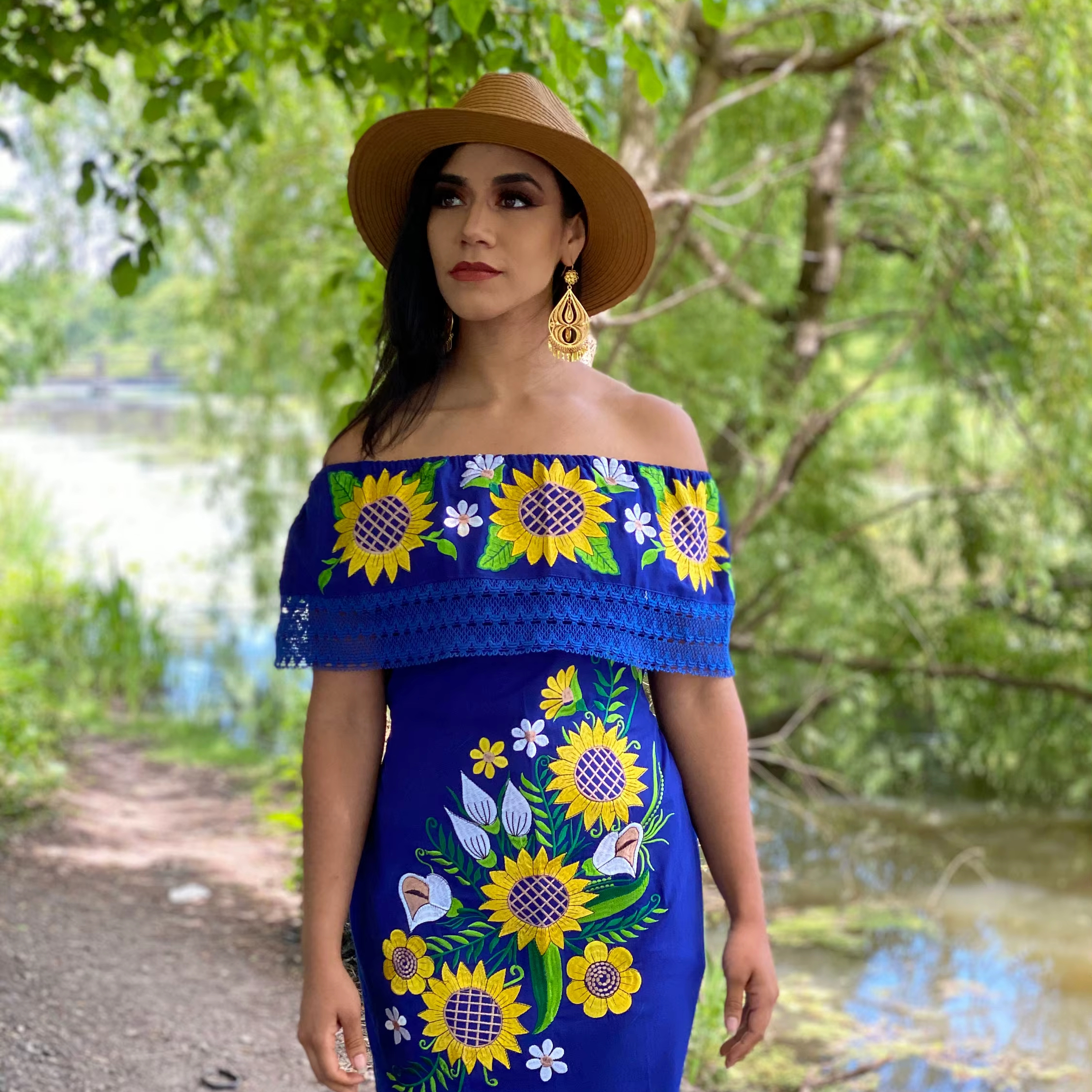 sachin and babi light blue dress Camila Mexican Embroidery Dress – Fiesta Latina Artisanal Boutique main image 1