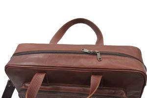 Sac de messager de bureau en cuir véritable marron vintage personnalisable sac d'affaires de voyage à bandoulière avec poignée facile à transporter - Product Image 4