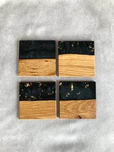 Posavasos de madera de resina epoxi cuadrada Limbus, para decoración del hogar - Product Image 3