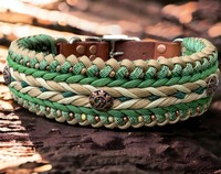 Collier pour chien robuste en cuir véritable tressé avec rivets, réglable pour chiens de taille moyenne à grande, pour la promenade, personnalisable, vente en gros, OEM