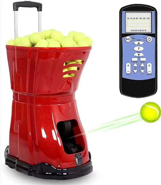 Tennis Ball Throwing Machine with Remote Control-Jumbo/Mini Tennis Balls Sports Use Portable & Durable