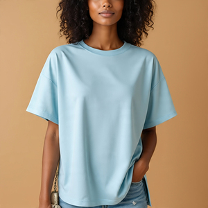 Drop Shoulder T Shirts Femmes Quick Dry Cotton T-Shirt Femmes Summer Short Sleeve Oversize Tee Shirts Ladies - Product Image 6