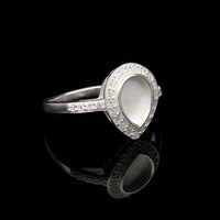 Hochwertiger 925er Sterlingsilber Rhodium-plattierter 7x9mm Birnenförmiger Rohling-Ring mit Zirkonharzfüllung für Schmuckzubehör im Beutel