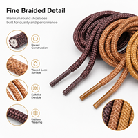 Lacets ronds tressés cirés en gros, classiques marron, beige, jaune pour chaussures habillées, décontractées et bottes OEM ODM Mingjia