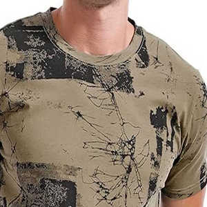 T-shirt décontracté pour homme en coton 100% respirant, col rond, extensible, uni, coupe ajustée - Product Image 2