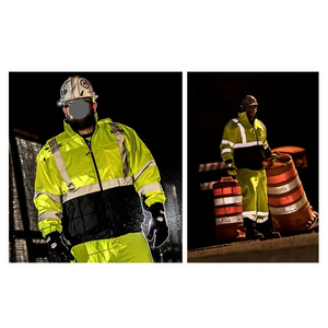 Uniforme de protection de sécurité réfléchissant de haute qualité veste unisexe isolée vêtements de travail imperméables d'hiver à capuche haute visibilité - Product Image 2