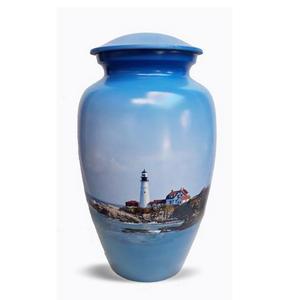 Urnes funéraires Seagull Sunset pour cendres humaines : design vague océanique, en aluminium, tailles adulte et souvenir - Product Image 1