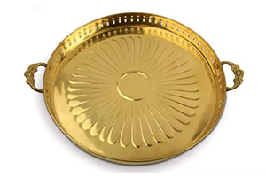 Calvin ถาดทองเหลืองสำหรับเสิร์ฟพร้อมถาดรองทองเหลืองสำหรับเสิร์ฟหรูหราถาดตกแต่งห้องครัว - Product Image 6