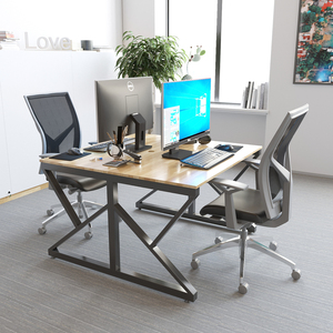 Mesa de Centro Industrial de 2 Plazas, 120x120cm, Madera de Caucho con Patas de Hierro en Forma de K, Requiere Ensamblaje - Product Image 2