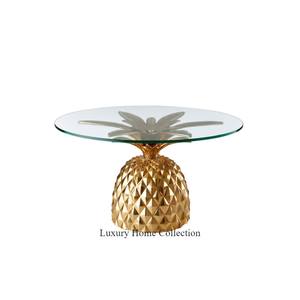 Mesa auxiliar y mesa de centro de aluminio fundido de Metal con forma de piña Color dorado brillante pulido hecho a mano suministros de diseño lujoso - Product Image 1