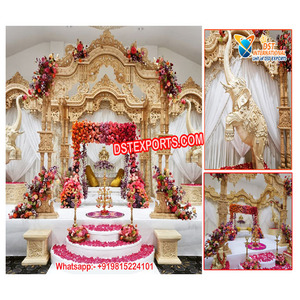 Mandap Mayur para Ceremonia de Boda India, Nuevo Mandap de Madera Tallado con Diseño de Pavo Real, Gran Mandap de Madera para Bodas Tamil, Decoración de Mandap de Madera para Bodas en Canadá - Product Image 1