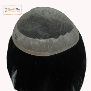 REGENT USA Super Base Natural Wave Straight Indian <b>Hair</b> Toupee Hand <b>Tied</b> Weft 100% Density Wholesale Options Available for <b>Men</b> - Product Image 5