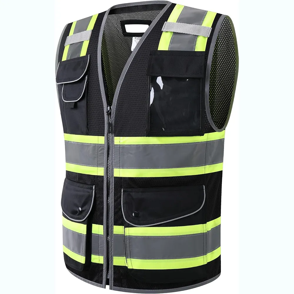 Gilet da lavoro da uomo con tasche con Logo personalizzato traspirante Summer Class 2 gilet di sicurezza per la costruzione di sicurezza gilet di lavoro stradale