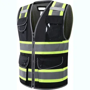 Herren Arbeitsweste mit Taschen individuelles Logo atmungsaktiv Sommer Klasse 2 Hi Vis Sicherheitsweste Jackette Baufahrt Straßenversicherung Arbeitskraftweste