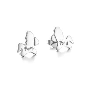Orecchini a perno a forma di pony in oro 18 carati e argento sterling, classici e di tendenza, placcati in rodio, in titanio, per regali e feste - Product Image 1