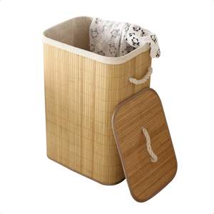 Panier à linge en bambou de haute qualité, vente en gros, utilisation simple, luxe, carré, avec couvercle, organisateur de salle de bain en bois du Vietnam - Product Image 5