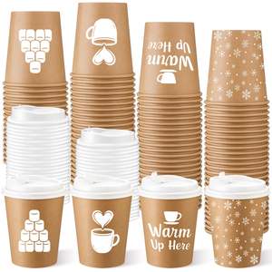 Vasos Desechables Biodegradables y Reciclables de PET/PLA para Bebidas Frías con Tapas Antiderrames, Libres de PFAS y BPA, Ecológicos, Navideños - Product Image 1