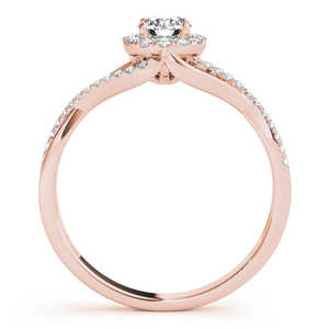Bague de fiançailles en or rose 14 carats avec halo de diamants, tige torsadée, diamants de 0,41 carat - Product Image 3