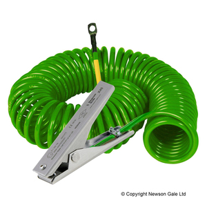 Cavo di messa a terra con pinza di messa a terra e occhiello, cavo di messa a terra a spirale verde, ATEX - Product Image 1