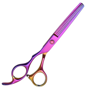 Tijeras para adelgazar el cabello con dientes, accesorios de salón de barbero de acero inoxidable con revestimiento de titanio elegante, tijeras - Product Image 1