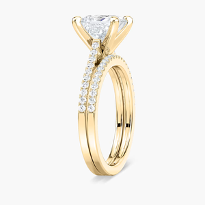 Anillo de Compromiso con Diamante Cultivado en Laboratorio, Corte Princesa, 2.50 CTW |   Bandas de Pavé |   Juego de Joyas de Oro Sólido de 14K para Novia - Product Image 3