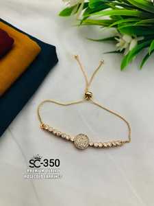 สร้อยข้อมือเทนนิสชุบทอง18K กำไลเซอร์โคเนียและเพชรทำจากทองเหลืองสำหรับของขวัญแต่งงานขายส่งตามต้องการ - Product Image 3