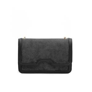 <b>Large</b> Capacity Casual Crossbody P54558 Handbag <b>Black</b> Leather and PU Lining with Durable Letter and Tassel Decoration - Product Image 3