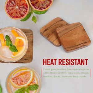 Dessous de verre en bois d'acacia personnalisés à la main Nouveau style Dessous de verre en noyer pour la cuisine à domicile et le mariage - Product Image 5