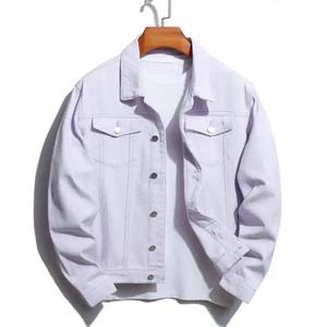 Derniers modèles de vestes en jean pour hommes Vestes en jean couleur claire à manches longues avec logo personnalisé - Product Image 2