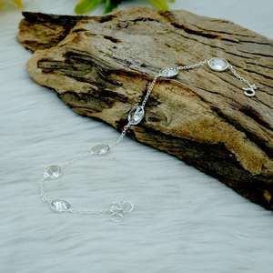 Women gift White Topaz Gemstone <b>Bracelet</b> Handmade in 925 Sterling Silver Adjustable Chain Fine Jewelry Gift - Product Image 2