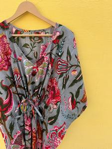 Caftán de Algodón con Estampado Floral, Elegante, hasta la Rodilla, para Verano, para Cubrir el Bikini, para Damas de Honor, Suave, Cómodo, Ropa de Maternidad, Holgado, Talla Grande - Product Image 2