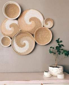Ensemble Fait à la Main Rond jonc de Mer Tenture Murale Décoratif/Tissé à la Main Art Décor Boho-Artisanat Produit du Vietnam - Product Image 1