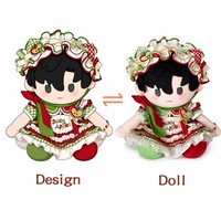 Peluche personnalisée Kawaii avec robe à carreaux et tablier, thème pomme brodé, jouet cadeau