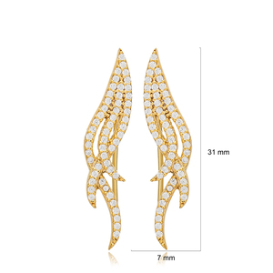 Pendiente de circonia cúbica transparente, diseño a la moda, turco, hecho a mano, joyería de plata 925 - Product Image 3