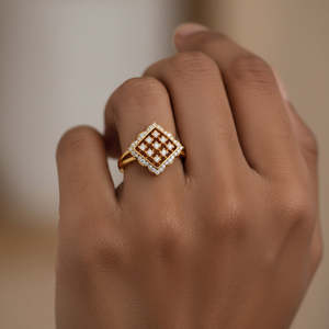 Anillo Geométrico de Diamantes de Oro de 10K, 14K y 18K de Primera Calidad para Mujer, Joyería Brillante de Lujo, 0.20 Ct, Cultivado en Laboratorio, Proveedor Mayorista - Product Image 3