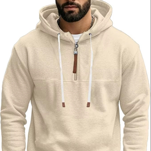 เสื้อฮู้ดผู้ชายแขนยาวแบบซิป ¼  ผ้าถักปักลายกันน้ำสำหรับฤดูหนาว บริการ OEM - Product Image 1