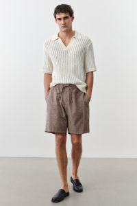100% haute qualité propre marque Logo Design coton mélangé beige foncé couleur Shorts pour hommes Shorts surdimensionnés personnalisés pour hommes - Product Image 4