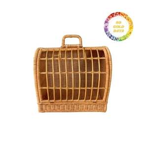 Cómoda cama tejida de ratán para mascotas con marco de madera adecuada para gatos y perros Muebles de interior con estilo para el hogar - Product Image 6