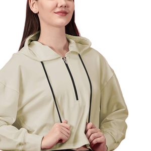 Crop Top Hoodie Anti-Arrugas Moda para mujer Crop Top Hoodies Warm Transpirable Trend Look Fit Drop Shoulder Hoodies para mujer - Product Image 1