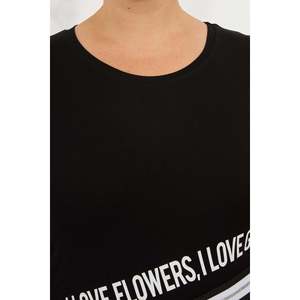 Camiseta Casual de Manga Corta para Mujer, Talla Grande, Negra, con Estampado 'I Love', Mezcla de Viscosa y Elastano, para Comodidad Diaria, Marca RMG - Product Image 4