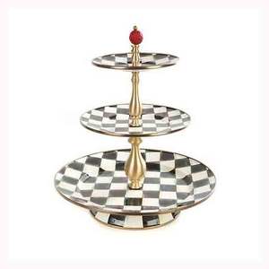 Support à cupcakes en laiton de haute qualité à 3 niveaux, en aluminium coulé de qualité supérieure, design antique doré noir, présentoir à desserts pour table de fête - Product Image 3