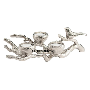 Portavelas de metal dorado hecho a mano, portavelas con espejo reflectante para decoración de pared, uso de luz - Product Image 2