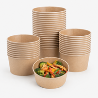 Tazón Redondo Desechable para Ensaladas, Resistente a la Grasa, Biodegradable, Reciclable y Apto para Microondas, para Restaurantes, Cafeterías y Entrega a Domicilio