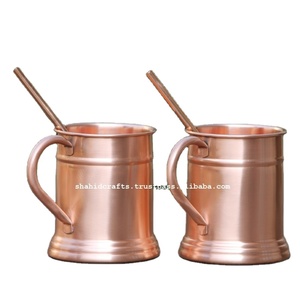 Le dernier design traditionnel en verre de cuivre fabriqué avec du cuivre pur et de la pureté ayurvédique comporte une paille - Product Image 1