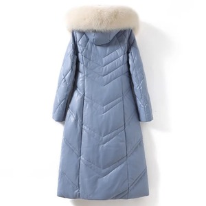 Women's Mid-Length Hooded Sheepskin Coat <b>Fox</b> <b>Fur</b> Collar 90% White Duck High Quality Waterproof Genuine Leather Coats <b>for</b> Women - Product Image 3
