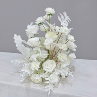 GNW Champagne et Arrangement floral de mariage vert armée Rangée de fleurs artificielles pour décor de coin de scène de table