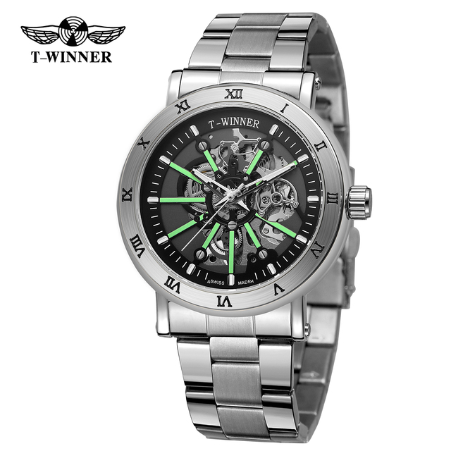 Winner Brand New Design Stainless Steel Strap Luxury Automatic Mechanical Watch Men Luminous Wrist Watches