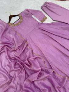 Hermoso vestido de fiesta Anarkali-Pent con Dupatta con trabajo de bordado - Product Image 4